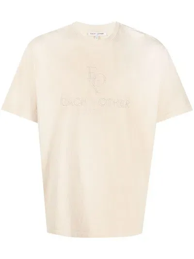 Each X Other Logo-embroidered Cotton T-shirt In Neutrals