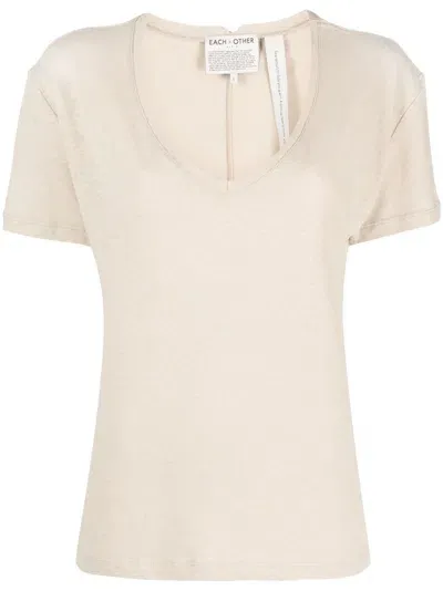 Each X Other V-neck Mélange T-shirt In Nude