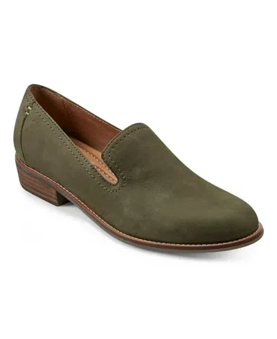 Earth Women's Edna Round Toe Casual Slip-on Flat Loafers In Green Leather