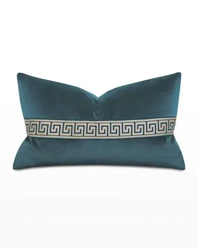 Eastern Accents Uma Greek Key Border Lumbar Pillow, Pacific In Dark Blue