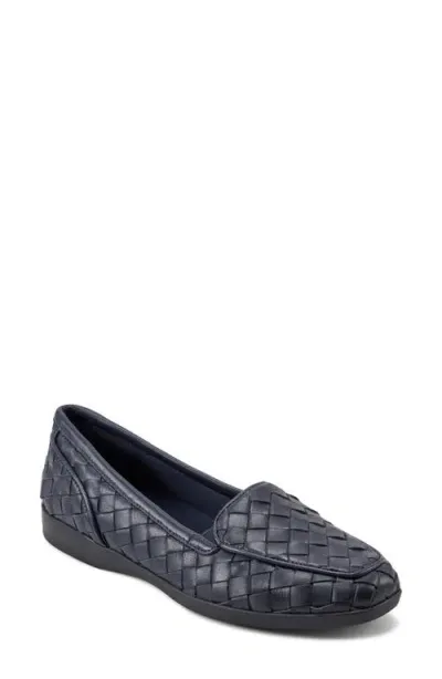 Easy Spirit Devit Woven Apron Toe Flat In Dark Blue