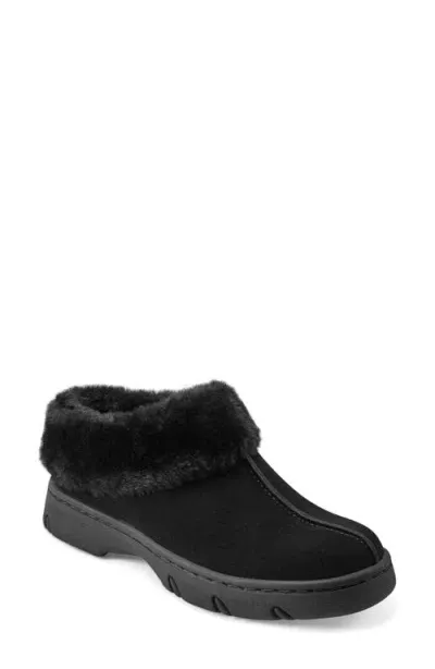 Easy Spirit Glacier Faux Shearling Clog In Black