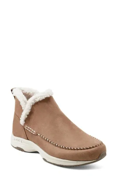 Easy Spirit Tuva Faux Shearling Bootie In Medium Brown