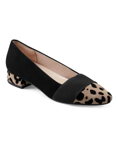 Easy Spirit Women's Casta Eflex Pointy Toe Dress Pumps In Black,leopard Suede