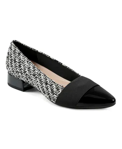 Easy Spirit Women's Casta Eflex Pointy Toe Dress Pumps In Black,white Tweed Multi