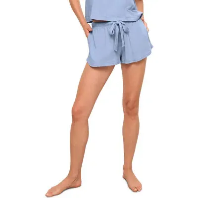 Eberjey Aloe Infused Cotton Blend Pajama Shorts In Wedgewood Blue