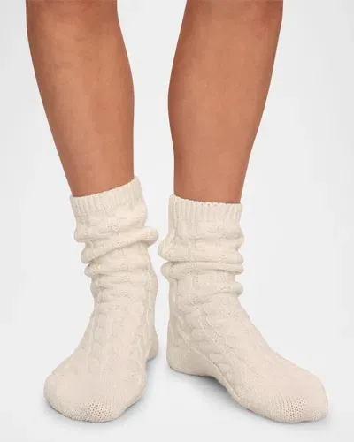 Eberjey Cozy Cable-knit Crew Socks In Ivory