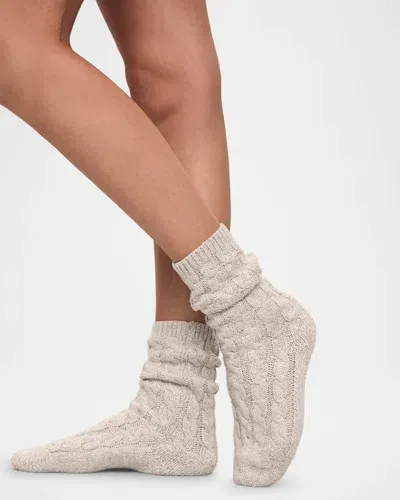 Eberjey Cozy Cable-knit Crew Socks In Light Heather Grey