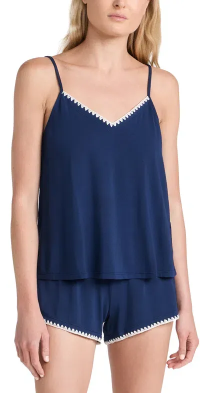 Eberjey Frida Whipstitch Tencel Cami Pajama Set In Navy Ivory