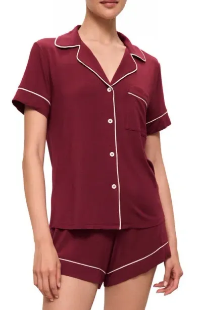 Eberjey Gisele Relaxed Jersey Knit Short Pajamas In Cabernet