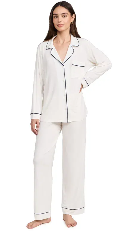 Eberjey Gisele The Long Pj Set Pure Ivory/navy In Sorbet/blk