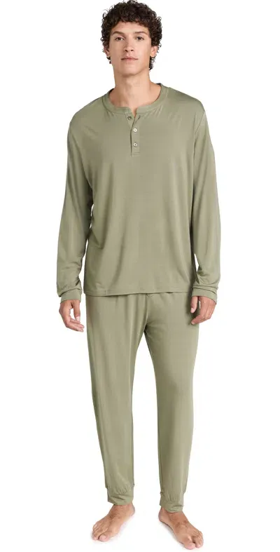 Eberjey Henry Modal Long Sleeve Pj Set Moss