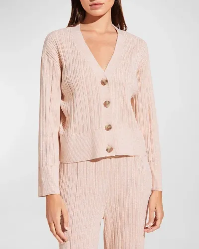 Eberjey Infinite Ribbed Button-down Cardigan In Peach Parfait