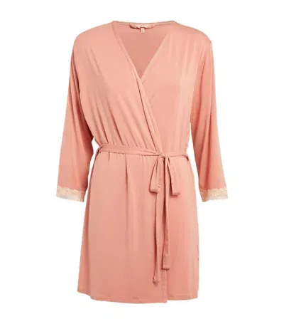 Eberjey Flora 3/4 Sleeve Robe Rouge Pink/ Rose