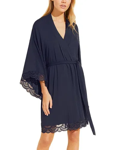 Eberjey Womens True Navy Mariana V-neck Stretch-jersey Robe