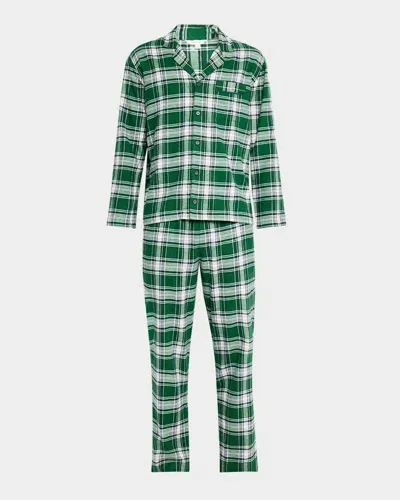 Eberjey Plaid Flannel Long Pj Set Tartan Plaid Forest Green In Tpforgrn