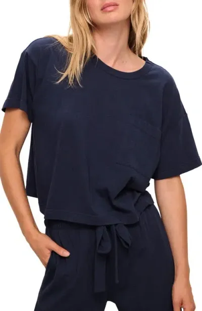 Eberjey Oversize Aloe Infused Cotton Blend Pajama Top In Navy