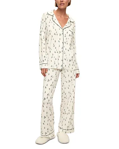 Eberjey Gisele Print Jersey Knit Pajamas In Apline Skier Ivory/forest Green