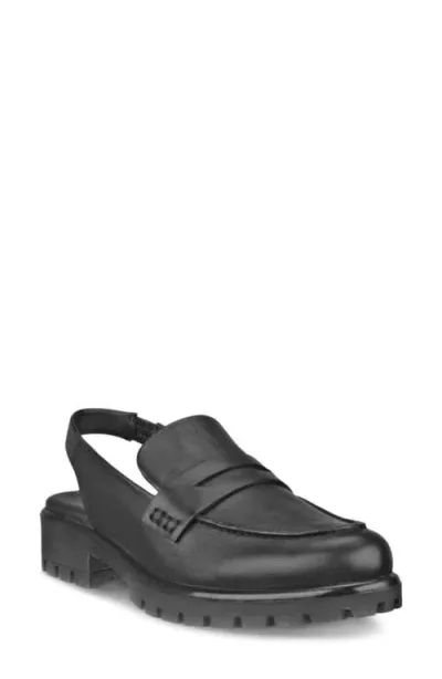 Ecco Modtray Water Resistant Slingback Penny Loafer In Black