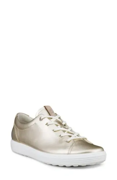 Ecco Soft 7 Sneaker In Pure White,gold