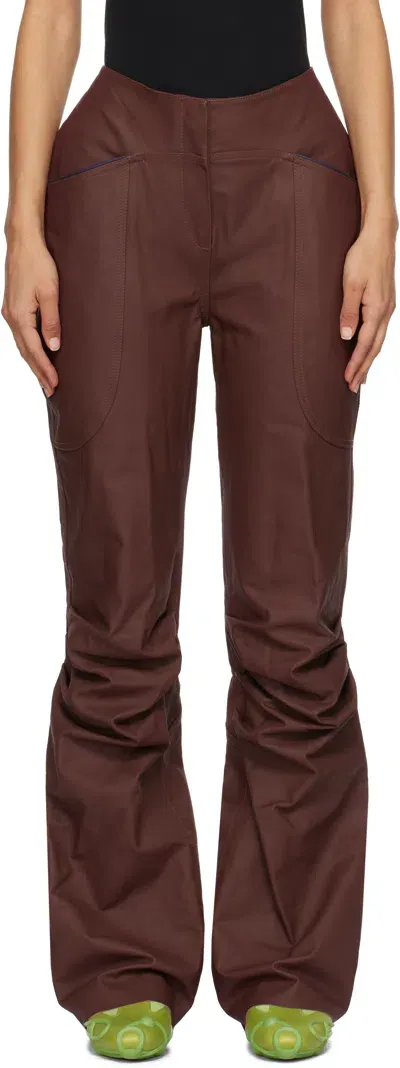 Ecco.kollektive Burgundy Kiko Kostadinov Edition Eero Leather Pants In Brown