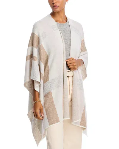 Echo Abstract Stripe Ruana In Cream/brown