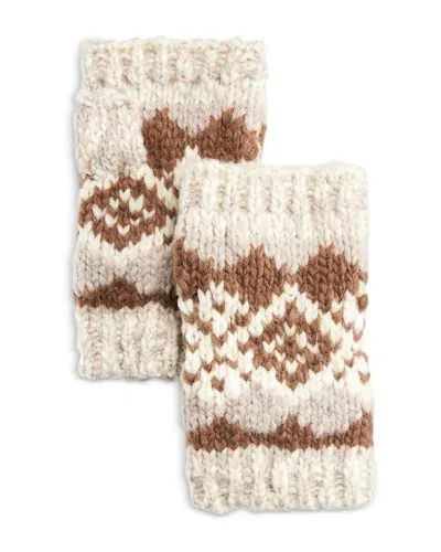 Echo Graphic Fair Isle Hand Warmers In Brown/cream