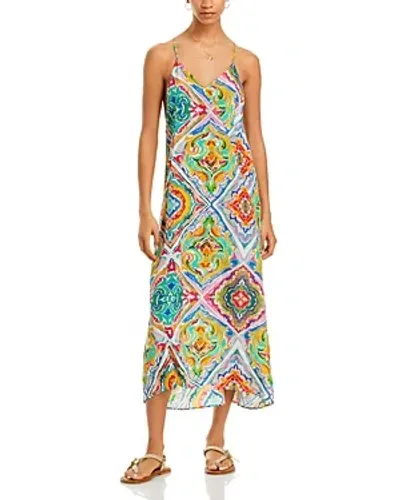 Echo Lisbon Silk Tile Print Midi Dress Swim Cover-up In Multi