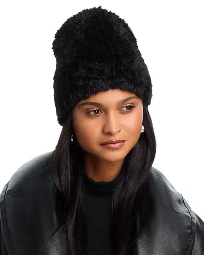 Echo Plush Faux Fur Beanie In Black