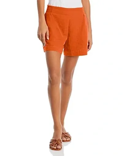 Echo Supersoft Gauze Smocked Shorts In Tangerine