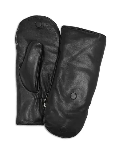 Echo Zip Top Faux Fur Mittens In Black