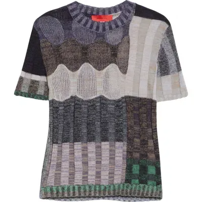 Eckhaus Latta Aurora Mixed Stitch Short Sleeve Sweater In Fumes