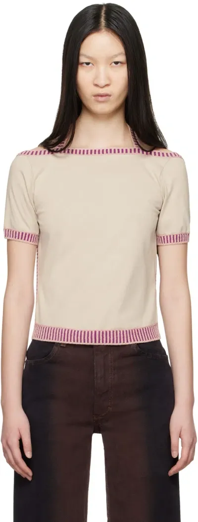 Eckhaus Latta Beige Edge T-shirt In Concrete