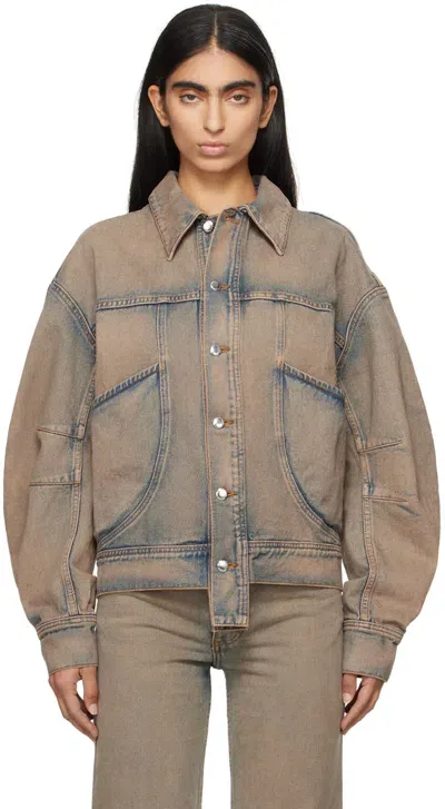 Eckhaus Latta Blue 'el' Redux Denim Jacket In Sand