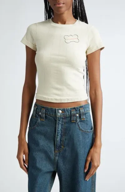 Eckhaus Latta Brutal Bone Stretch Cotton Baby Tee In Oatmeal