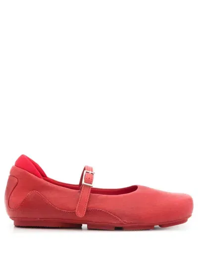 Eckhaus Latta Leather Ballerina Shoes In Red