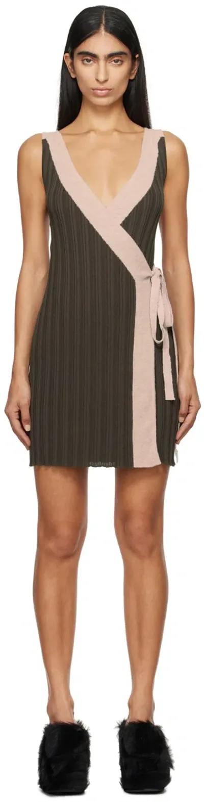 Eckhaus Latta Pink & Brown Twyla Minidress In Fossil