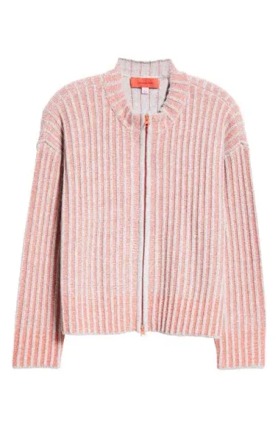 Eckhaus Latta Poet Rib Zip Cardigan In Cinnabar