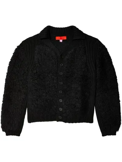 Eckhaus Latta Teddy Cardigan In Black