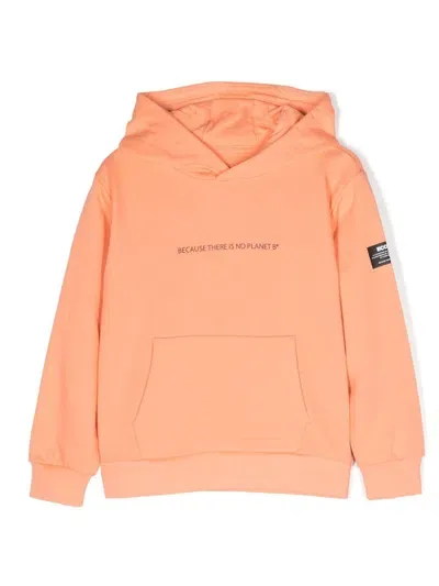 Ecoalf Kids' Logo-patch Cotton Hoodie In Orange