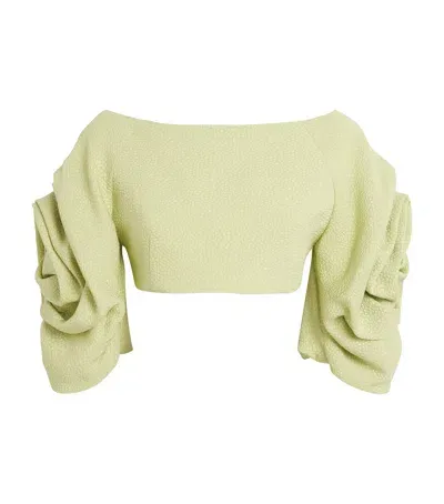 Edeline Lee Aphrodite-sleeve Crop Top In Green