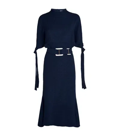 Edeline Lee Belted Pedernal Midi Dress In Navy