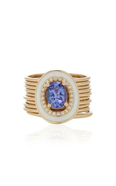 Eden Presley Harem 14k Yellow Gold Tanzanite; Diamond Ring In Purple