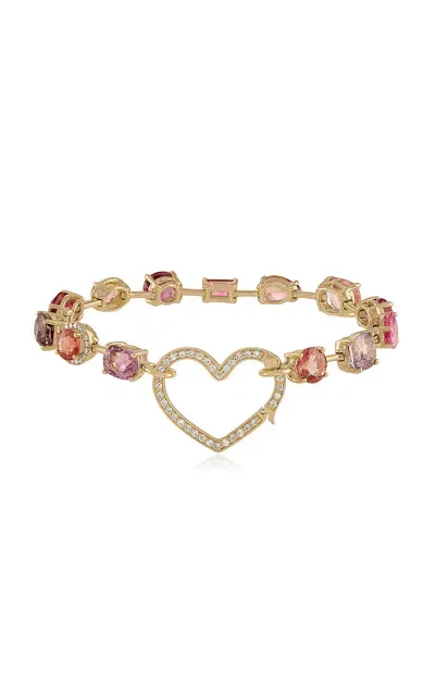 Eden Presley Rock Candy 14k Yellow Gold Multi-stone Bracelet In Pink