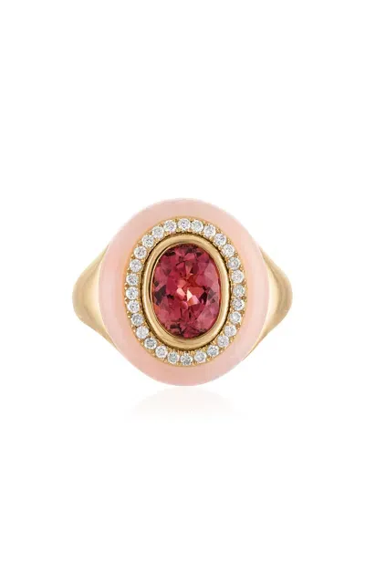 Eden Presley Wisdom 14k Yellow Gold Tourmaline Ring In Pink