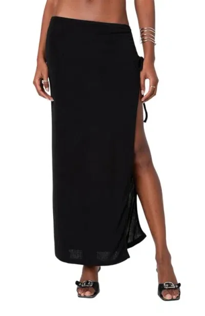 Edikted Goldie Slit Maxi Skirt In Black