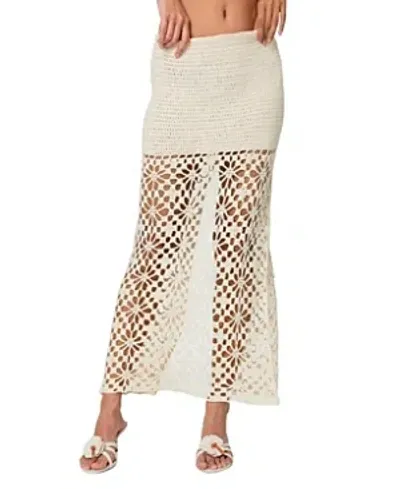 Edikted Ida Back Slit Crochet Maxi Skirt In Cream