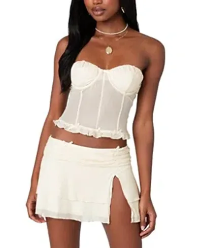 Edikted Jojo Strapless Sheer Mesh Corset In Cream