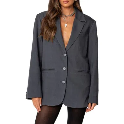 Edikted Kourtney Oversize Blazer In Dark-gray