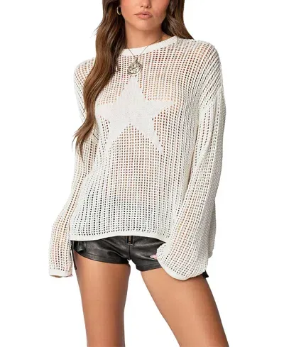 Edikted Seeing Stars Oversized Sweater In White